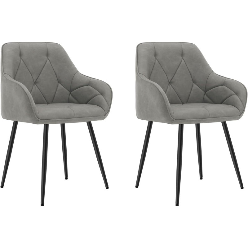 Rigney 50.5cm H Upholstered Metal Side Chair, Dark Grey, 2