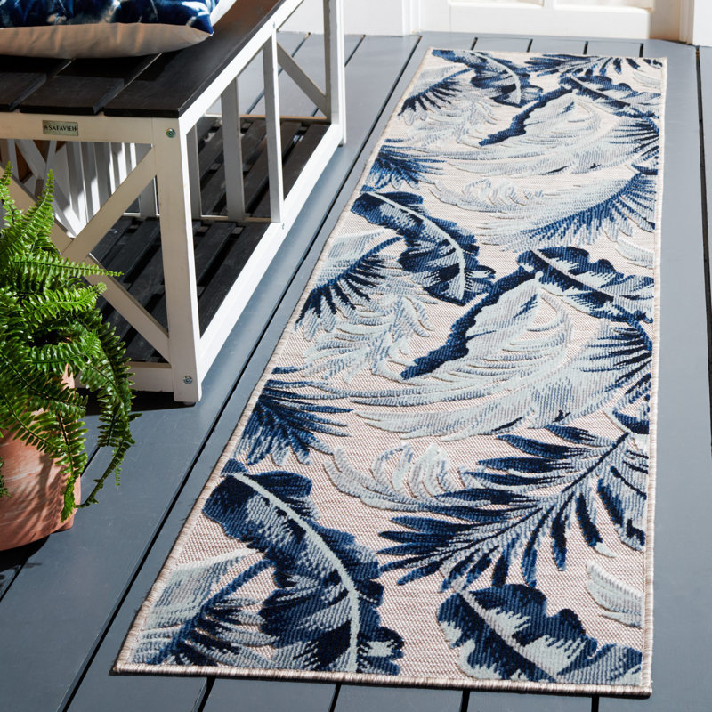 Tapis intérieur / extérieur floral Saugus, Tapis de couloir 2 pi x 9 pi