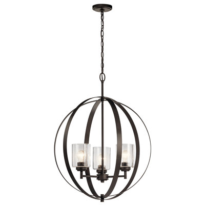 Lustre avec abat-jour en forme de globe à 3 lumières