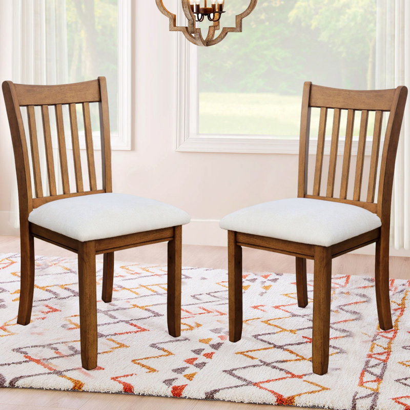Ensemble de 2 chaises d'appoint rembourrées avec cadre en bois, Beige, Brun