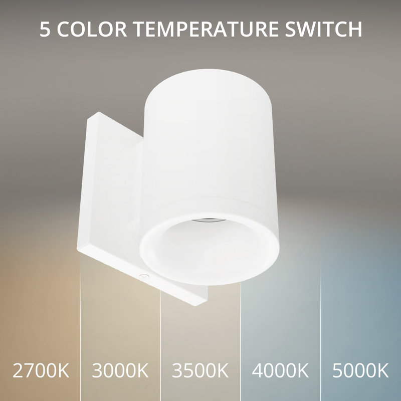 Zoron Dimmable LED Outdoor Round Wall Light With Color Temperature Switch (2700K/3000K/3500K/4000K/5000K), 45° Beam Angle