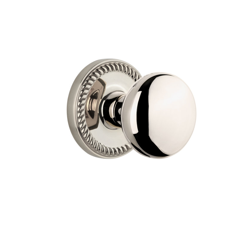 Grandeur Newport Rosette Privacy with Fifth Avenue Door Knob, Polished Nickel, 2 3/4"
