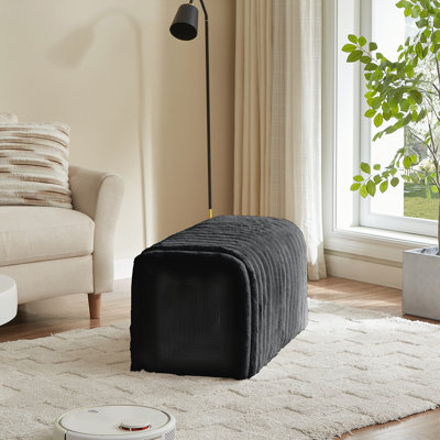 Banc de rangement repose-pieds pour animaux de compagnie Banc en velours côtelé Nid de chat à cacher pour le salon, le vestibule et la chambre à coucher, NOIR