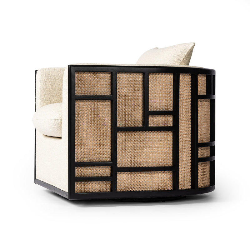 June Swivel Armchair, Thames Cream Polyester Blend
