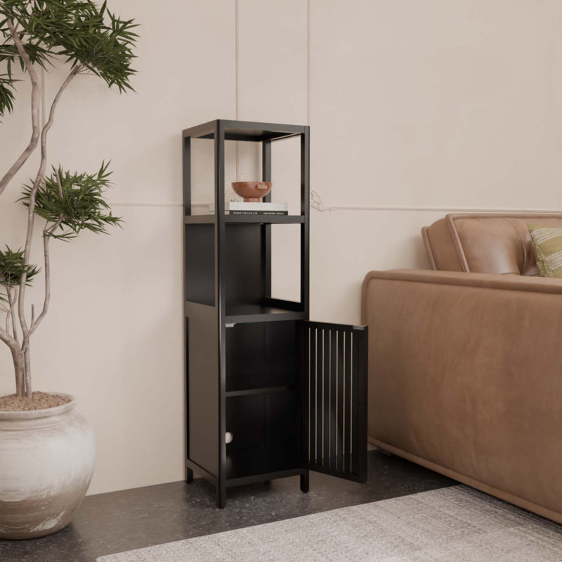 Armoire de rangement en bambou noire de 52 pieds de haut, Noir