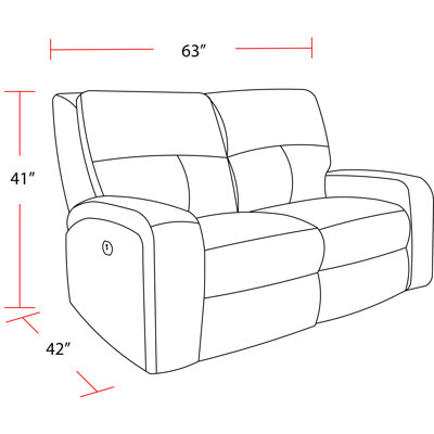 Polla 63" Square Arm Power Reclining Loveseat