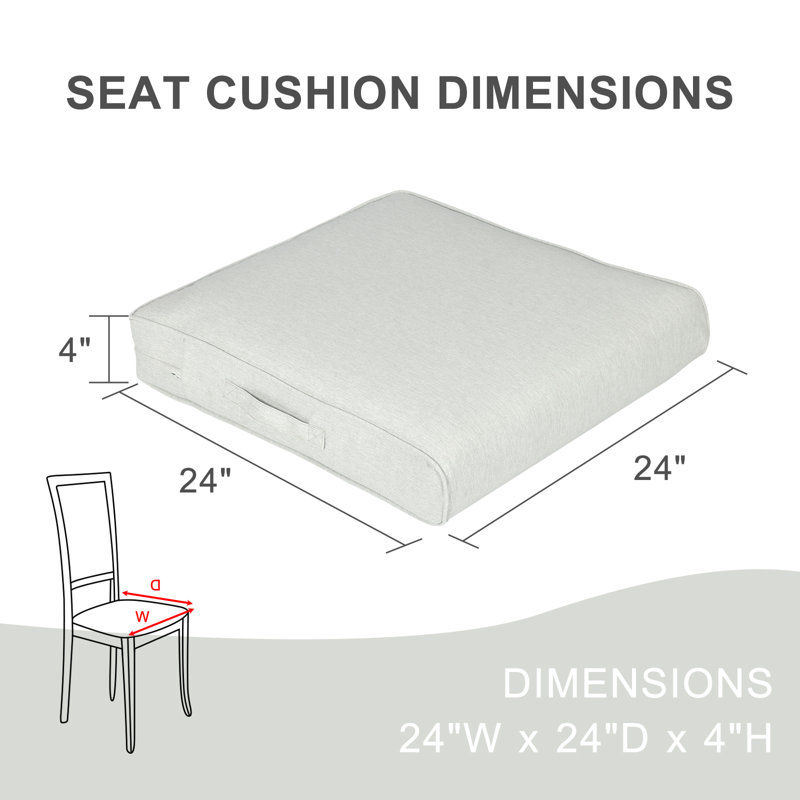  Patio Chair Cushions Set, Gris clair, L 24 po x P 24 po