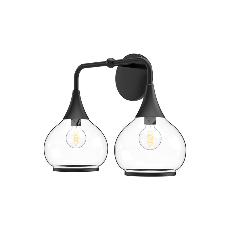 Éclairage pour meuble-lavabo Marsi, 2, Noir mat, Verre transparent