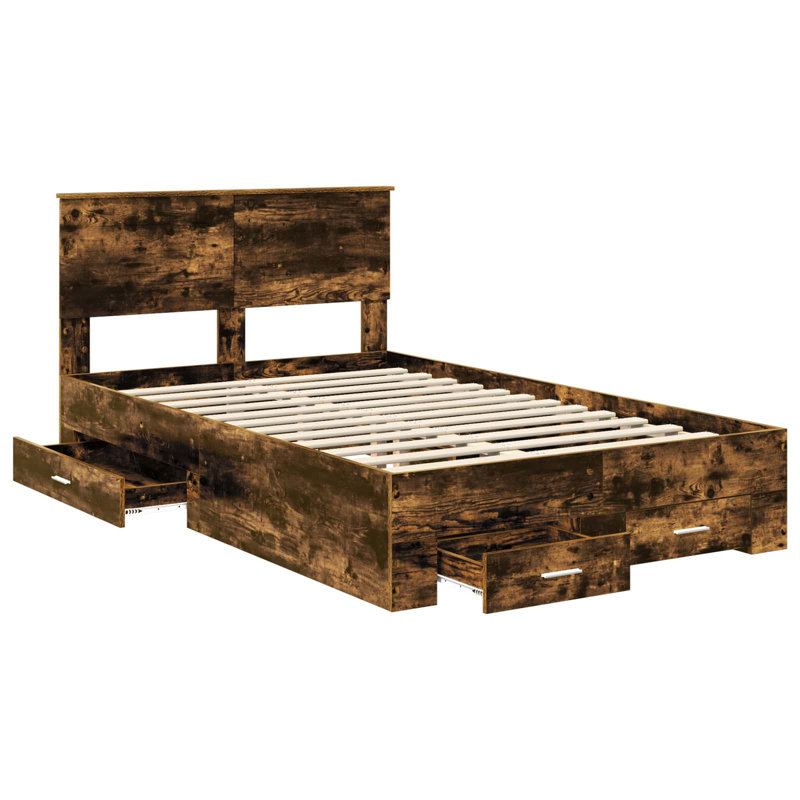 Bed, Small Double (4'), Smoked Oak