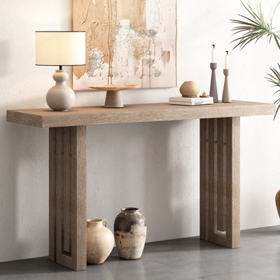 Spacious Hallway Display Console - Oak Veneer Space & Table Enhances Entryway Appearance
