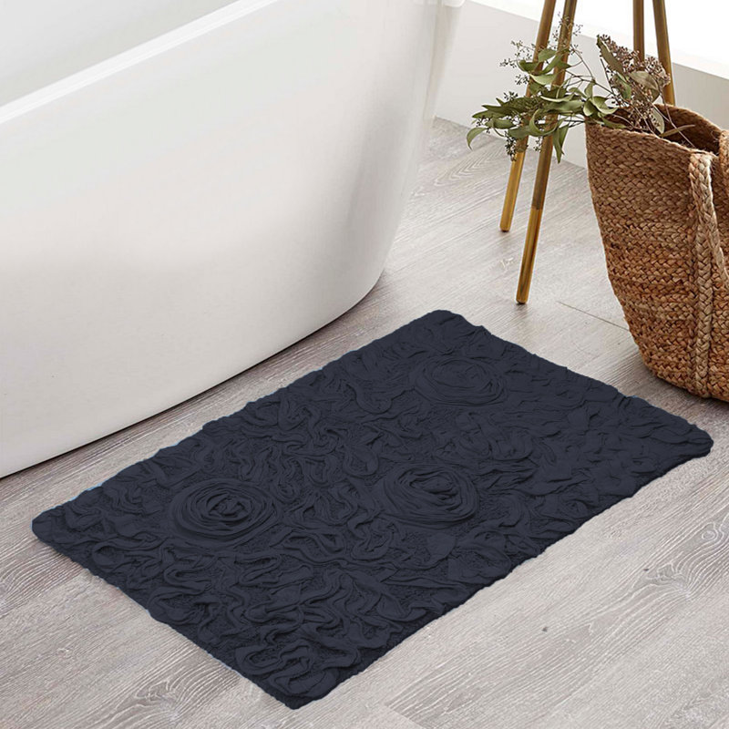 Tapis pour salle de bain Schoenberger, L 24 po x l 17 po, Bleu marine