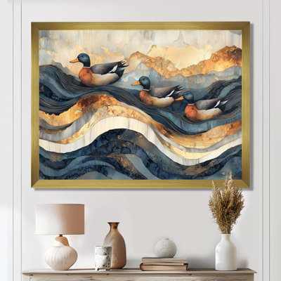 «Draizy Ducks Family At The Lake Landscape I - Duck», art mural