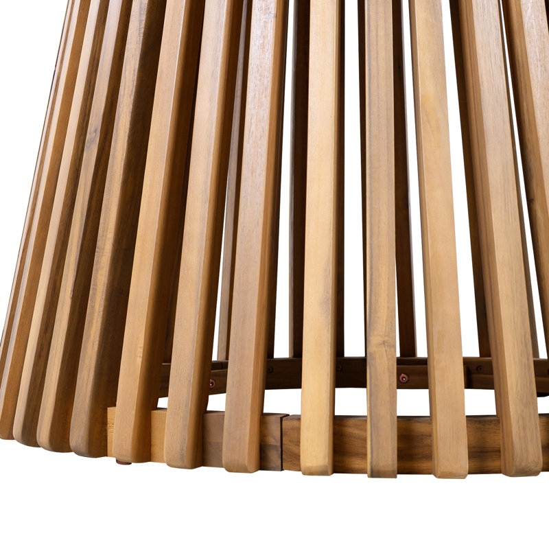 Table de salle à manger ronde d'extérieur en bois de 123 cm (48,49 pouces) avec une teinte rustique, une stabilité exceptionnelle et un confort optimal sur une terrasse ou un patio. Style harmonieux, design distinctif, entretien facile.