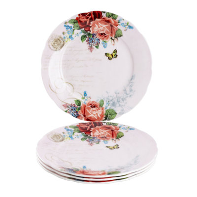 Ensemble de 4 assiettes à salade et à desserts Bone China