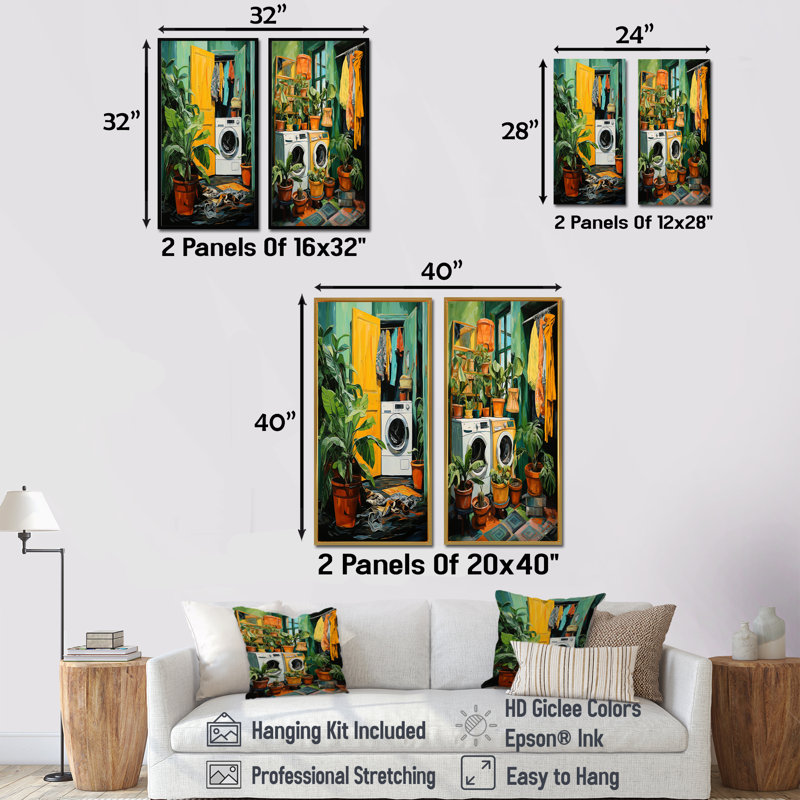Blanchisserie Romm Jungle Adventure II - ensemble de 2 impressions sur toile, H 28 po x l 25 po, Toile tendue