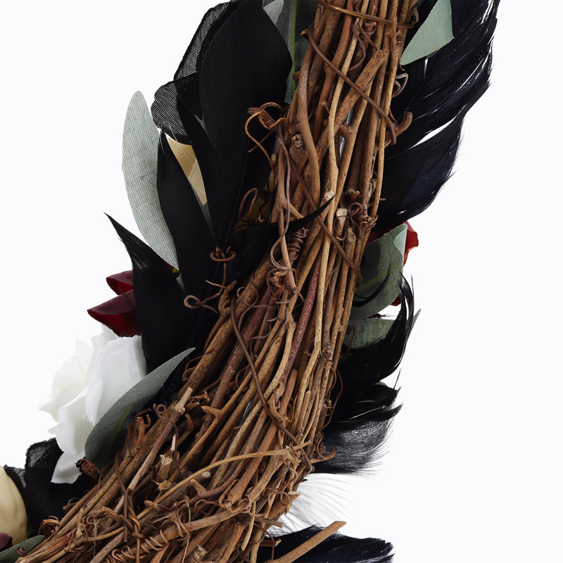 Faux Lighted Rose 33cm Wreath