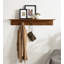 Shea Poplar Solid Wood Floating Shelf with Hooks-1056400339