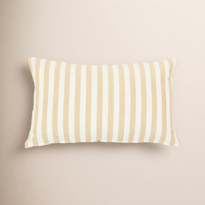 Maelle Cotton Reversible Throw Pillow, Beige, Down Blend
