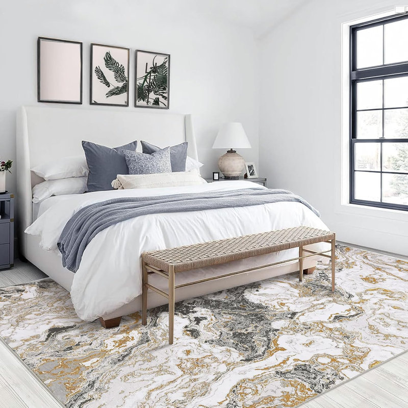 Tapis moderne en marbre, Rectangle 9 pi x 12 pi