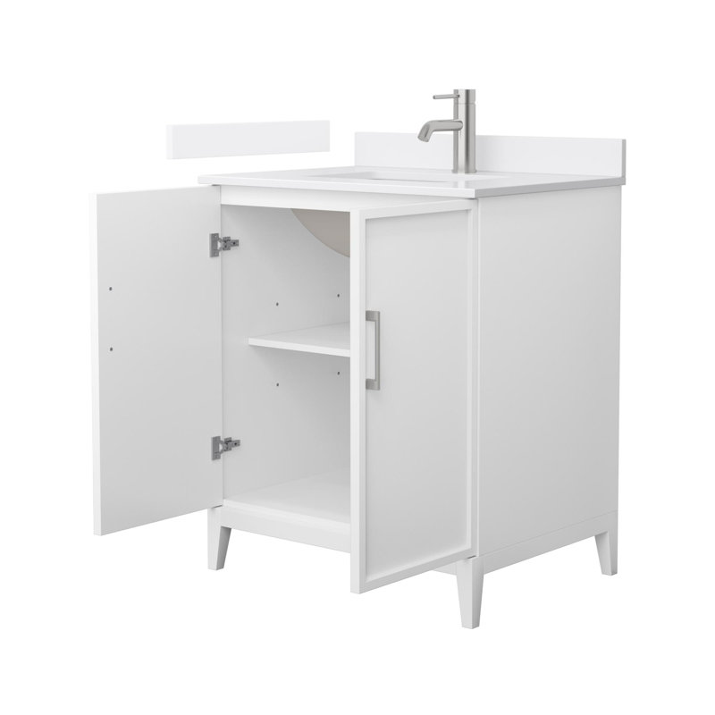 Elan 30'' White Oak Single Bathroom Vanity with Carrara Marble Top