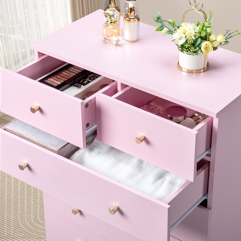 Imogen 6 - Drawer Storage Cabinet, Pink