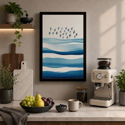 Birds Above Waves Coastal - Wrapped Canvas