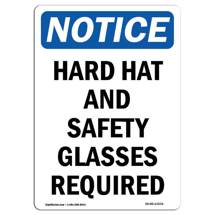 SignMission Hard Hat and Safety Glasses Required Sign | Wayfair