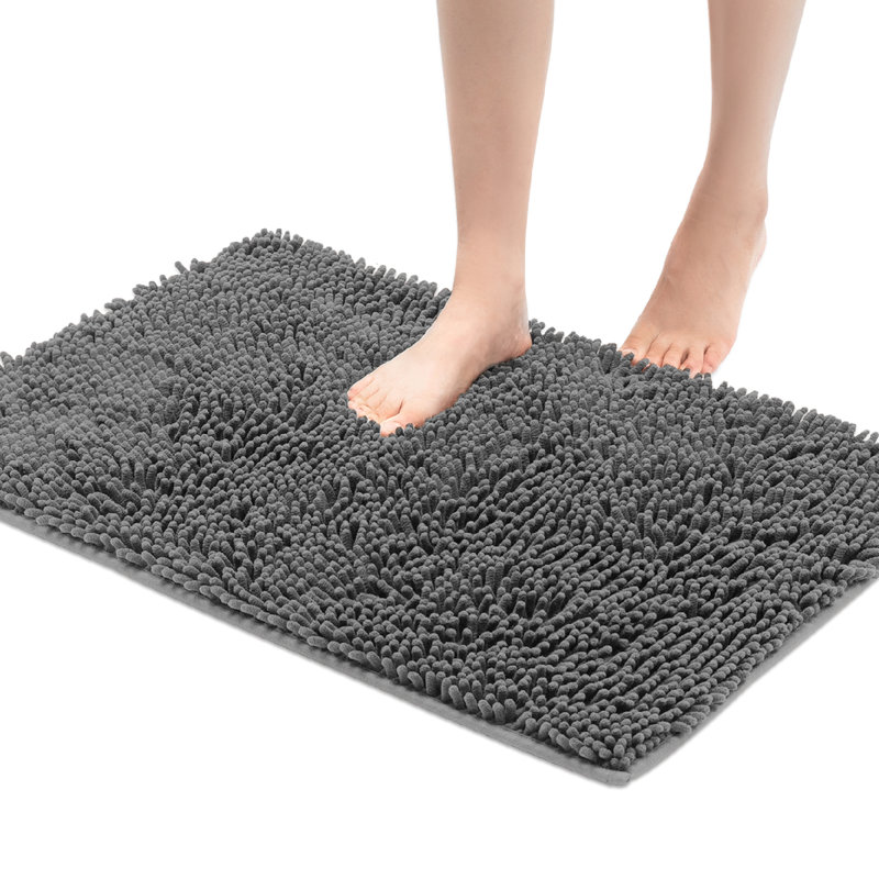 Thomesha Chenille Bath Rug, 17.2" W x 23.8" L, Gray