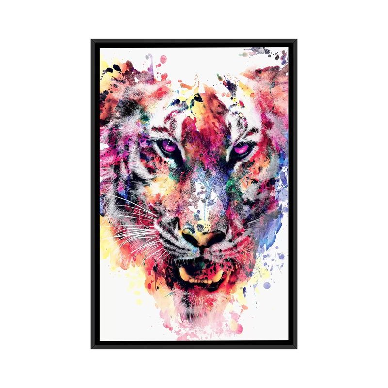 « eye of the tiger », impression sur toile, H 26 po x l 18 po x P 1,5 po, Toile avec cadre noir, Pas de tapis
