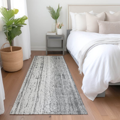 Tapis intérieur / extérieur en polyester tissé à la machine à motif abstrait mâle / blanc mâle / gris