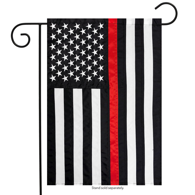 Thin Red Line Embroidered Garden Flag, Red
