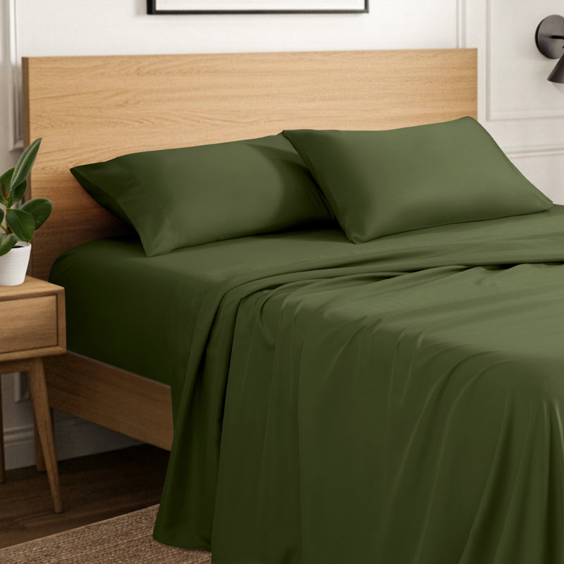 Ensemble de draps en micro-fibre, Ensemble de draps pour taille de lit double TG ave, Cyprès