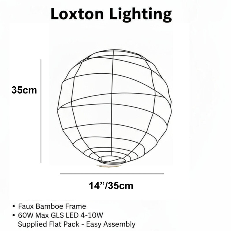 Paper Round Pendant Shade ( Clip On ) in White, 35cm H x 35cm W x 35cm D