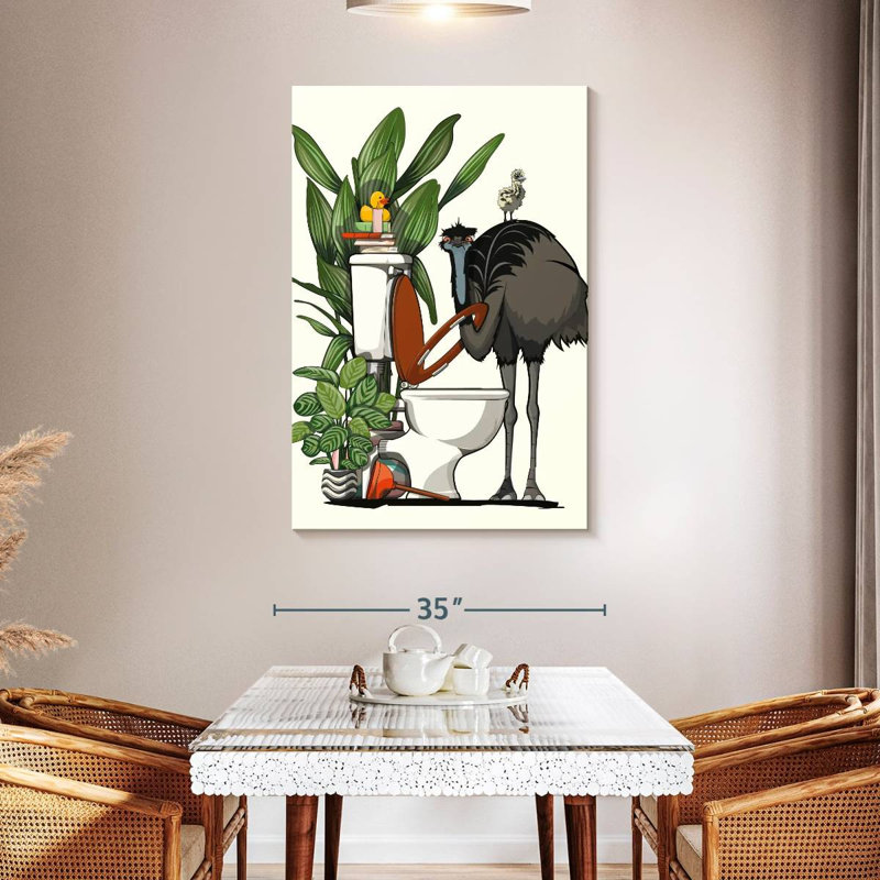 Ketti Emu Using The Toilet, 48" H x 32" W