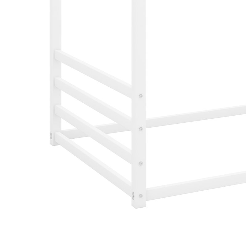Structure de lit en métal de style Montessori, lit en forme de maison avec garde-corps pour enfants et tout-petits, assemblage facile, sans lattes