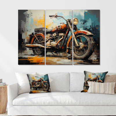 Rustic Motocyle Odyssey - Motorcycle Canvas Wall Art Set