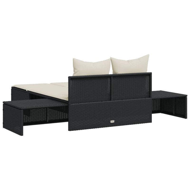 Double Sun Lounger, Cream White, Black