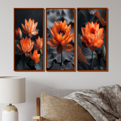 Orange orange et gris rétro, photo de lotus I - Collection d'art mural Lotus