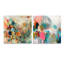 «Pink Blue Minimalims Fludity I», ensemble de 2 verres muraux abstraits en acrylique-140562535