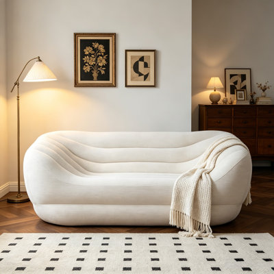 Canapé infonuagique sans cadre, large de 200 cm, canapé blanc moelleux à profil bas avec rembourrage moelleux, mobilier de salon moderne