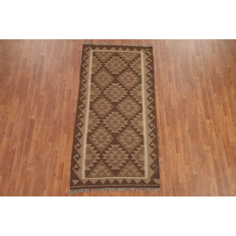 Brown Kilim Oriental Runner Rug 3x7