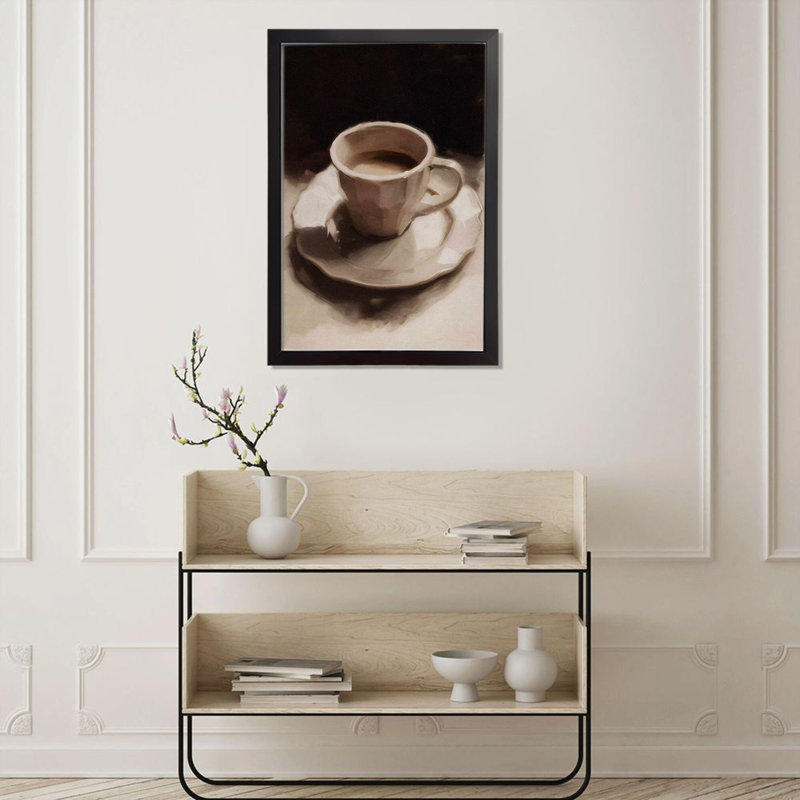 «Coffee Cup Still Life», reproduction d'art sur toile, encadrée de 12 po x 18 po avec cadre noir pour la salle à manger de la cuisine