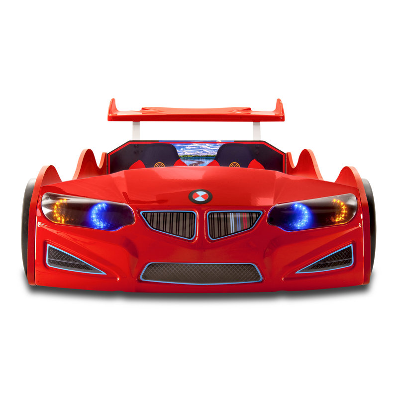 GT1 Twin Race Car Bed With LED Lights & Sounds, Kids' Bedroom Furniture, Red