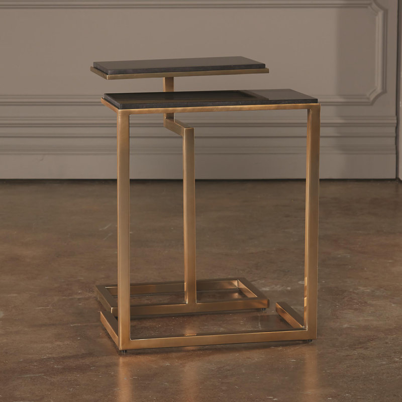 Marble Nesting End Table, Brass