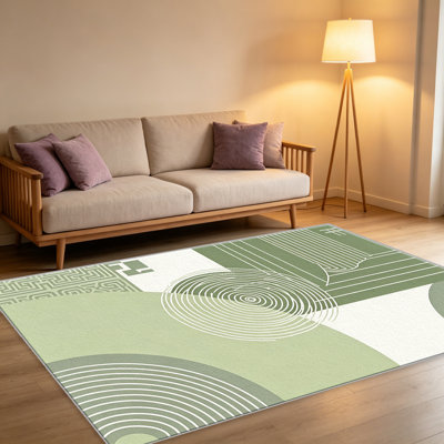 Tapis abstraits Sage Olive Line pour le salon, doux et confortable, convient à toutes les saisons, facile à entretenir, tapis de sol intérieur lavable à la machine, sous la table de ferme convenant à la chambre à coucher, à la salle à manger, au bureau, au balcon, au patio de décoration intérieure