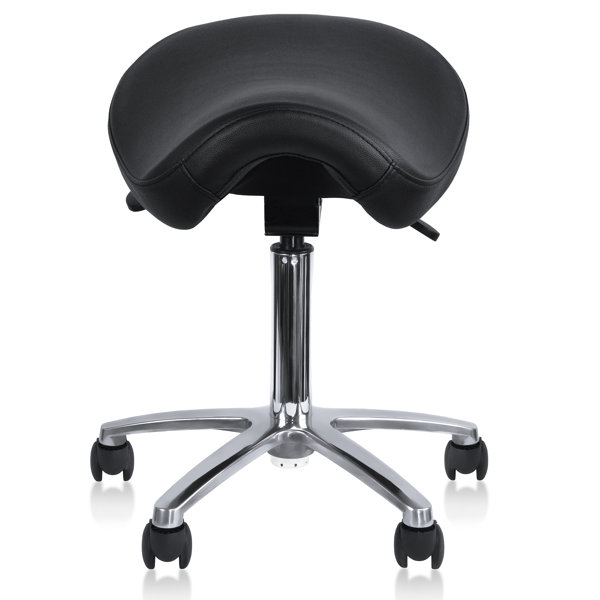 Spa Luxe Rolling Stool with Back Support for Beauty, Exam, Office and Home (Black)