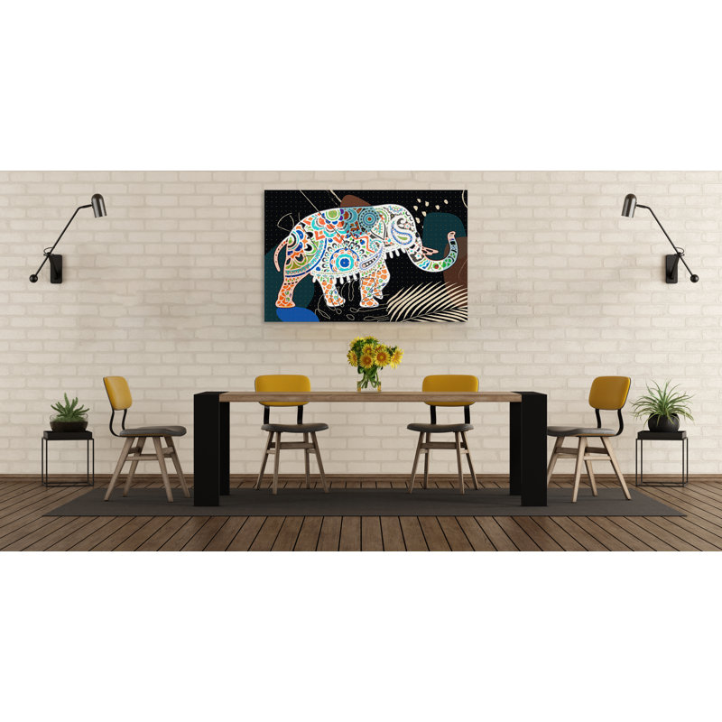 " Boho Elephant Walk " Painting Print, 20" H x 30" W x 1.5" D
