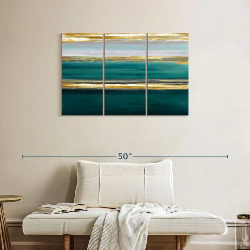 Avery Parallel Lines On Teal, 24" H x 38" W