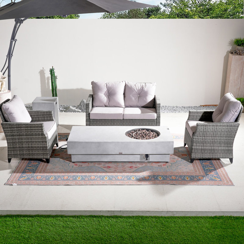 Caerwyn 4-Person Sofa Seating Group With Cushions