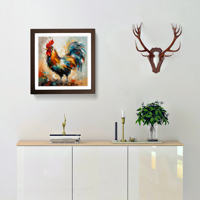 Rooster Expressionism No.1 - Framed Print, Walnut